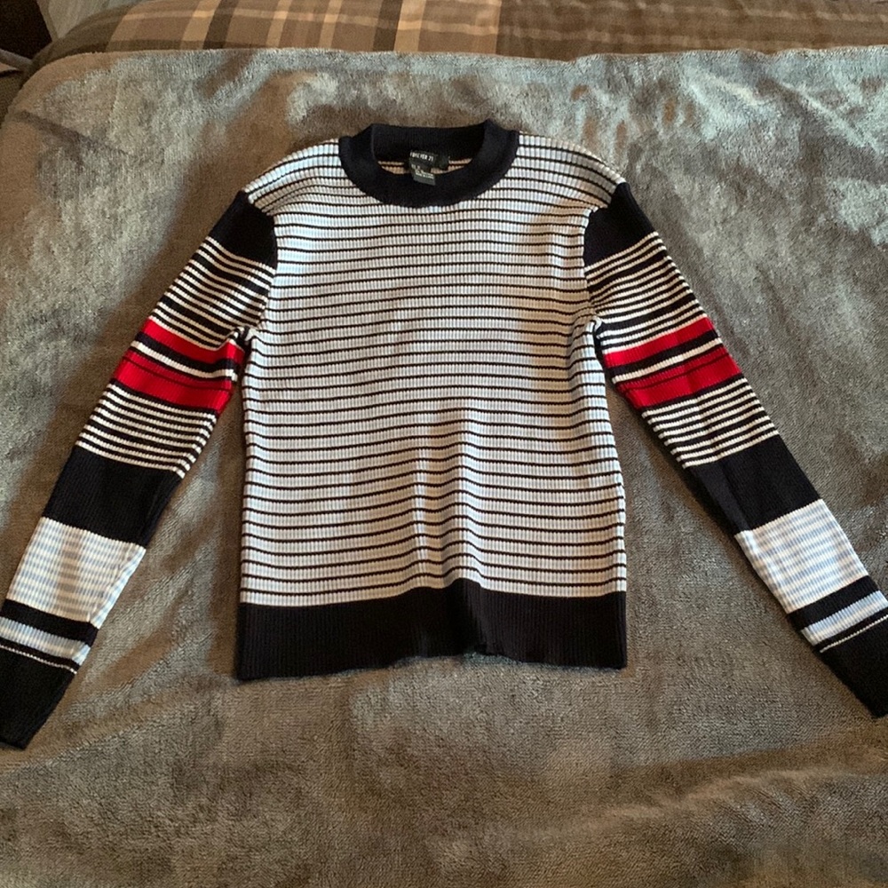 Forever 21 Striped Cropped Shirt